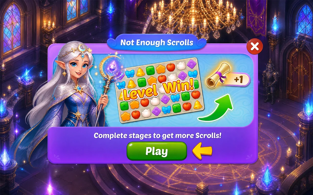 Challenging match-3 stages
